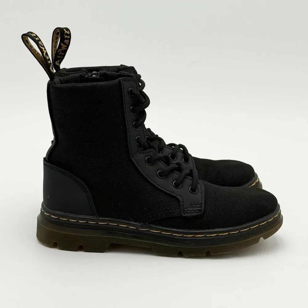 Dr. Martens Docs Combs Junior Boots Side Zip Canvas and Leather Lace Up - Kids U